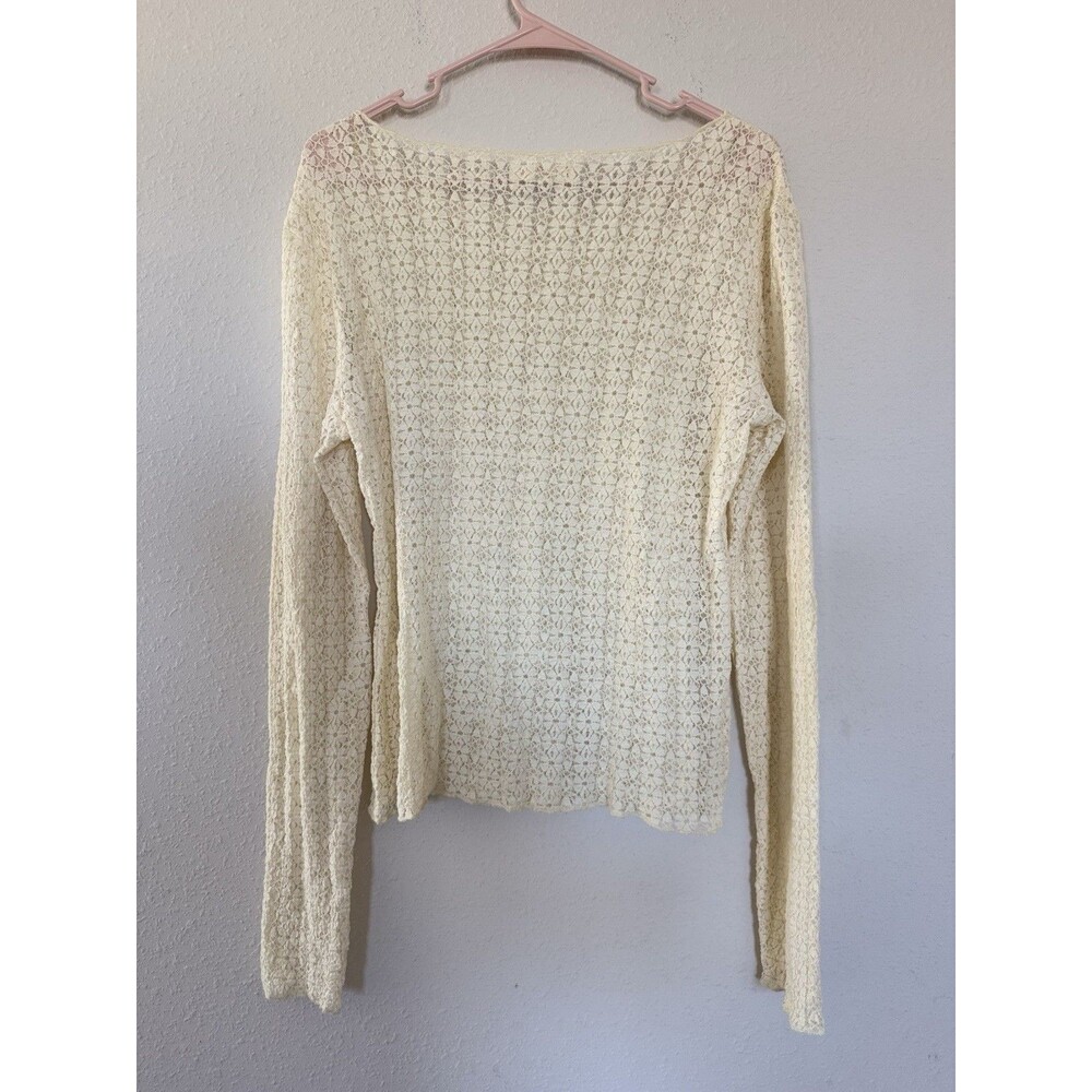 Natural Life Pearl Knit Layering Top Size X Large Beige Crochet Boho Cottagecore - Picture 3 of 6